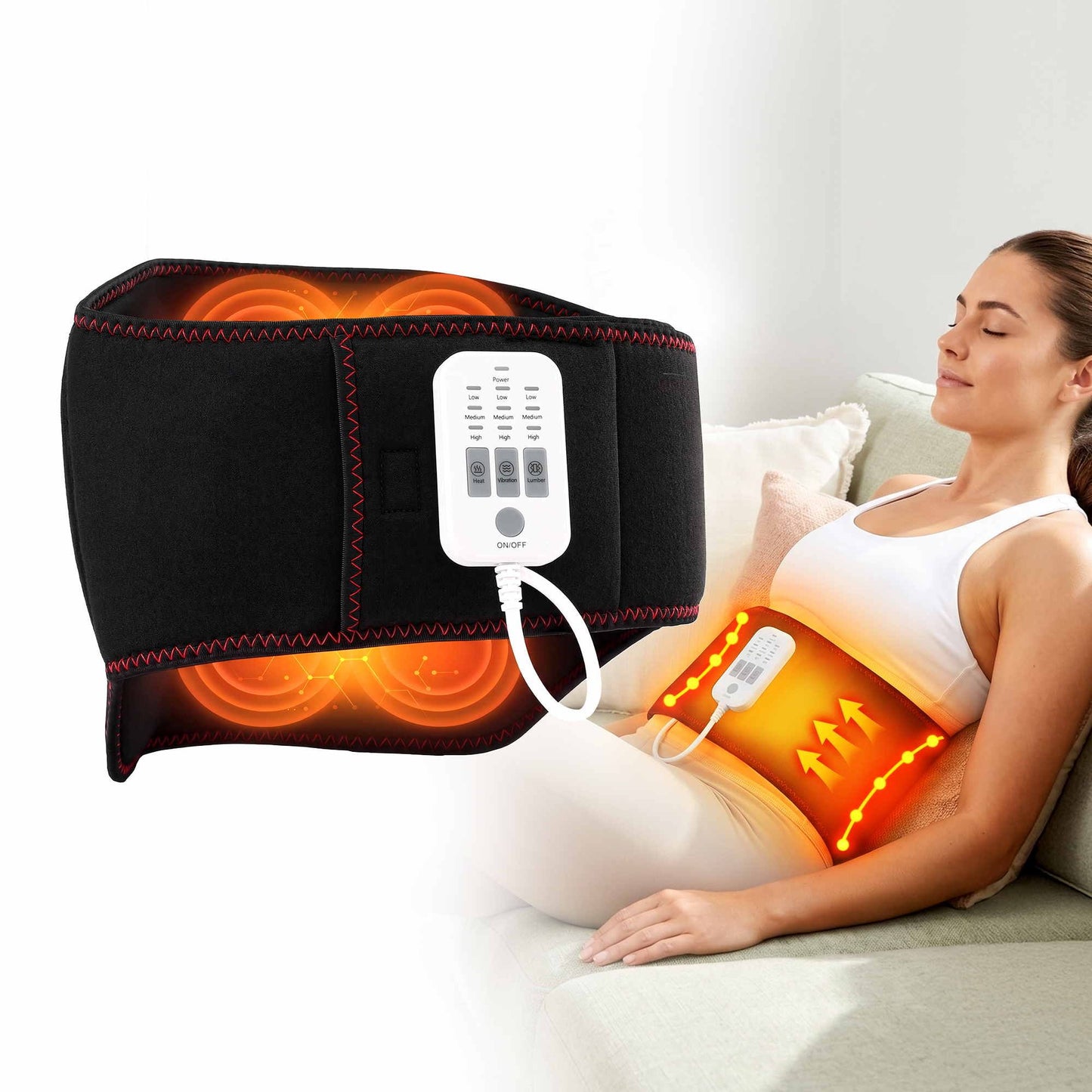 Livemor Back Support Belt with Heat & Air Compression (124cm)