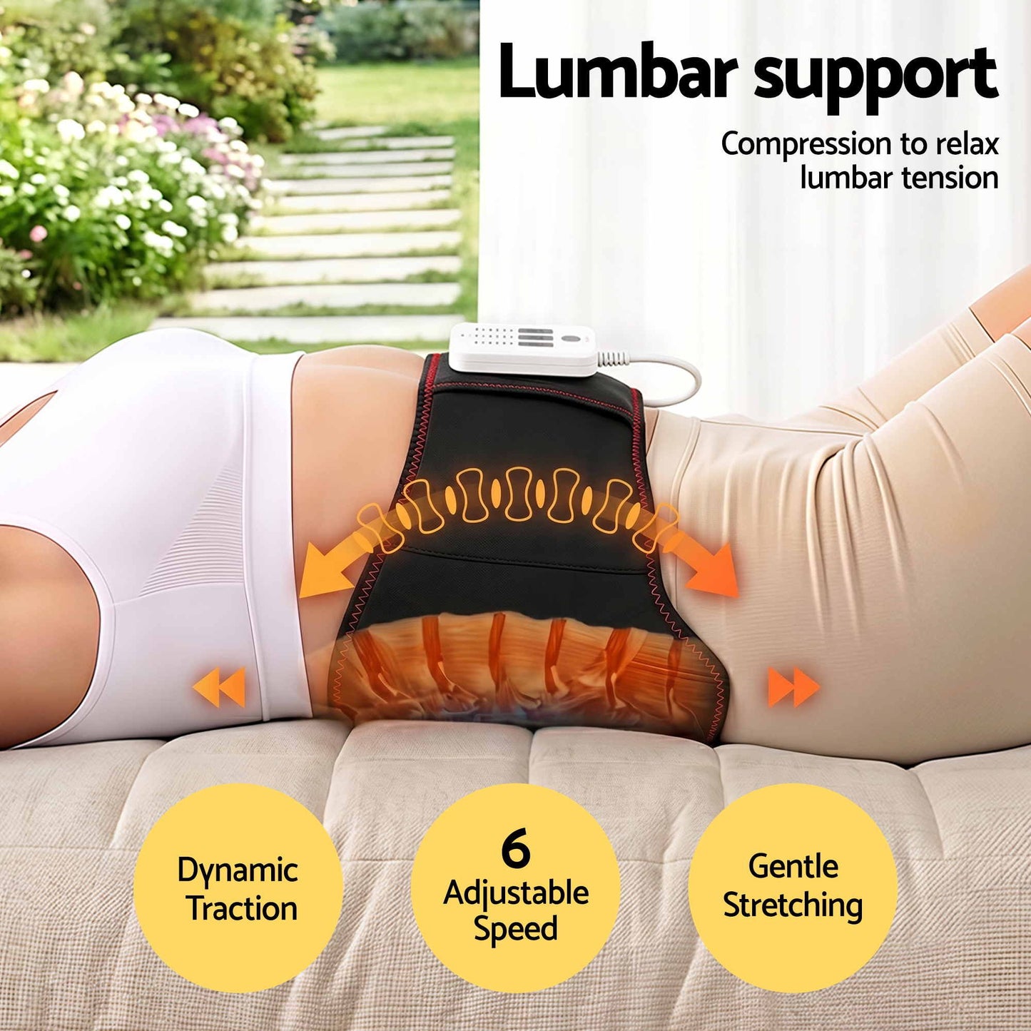 Livemor Back Support Belt with Heat & Air Compression (124cm)