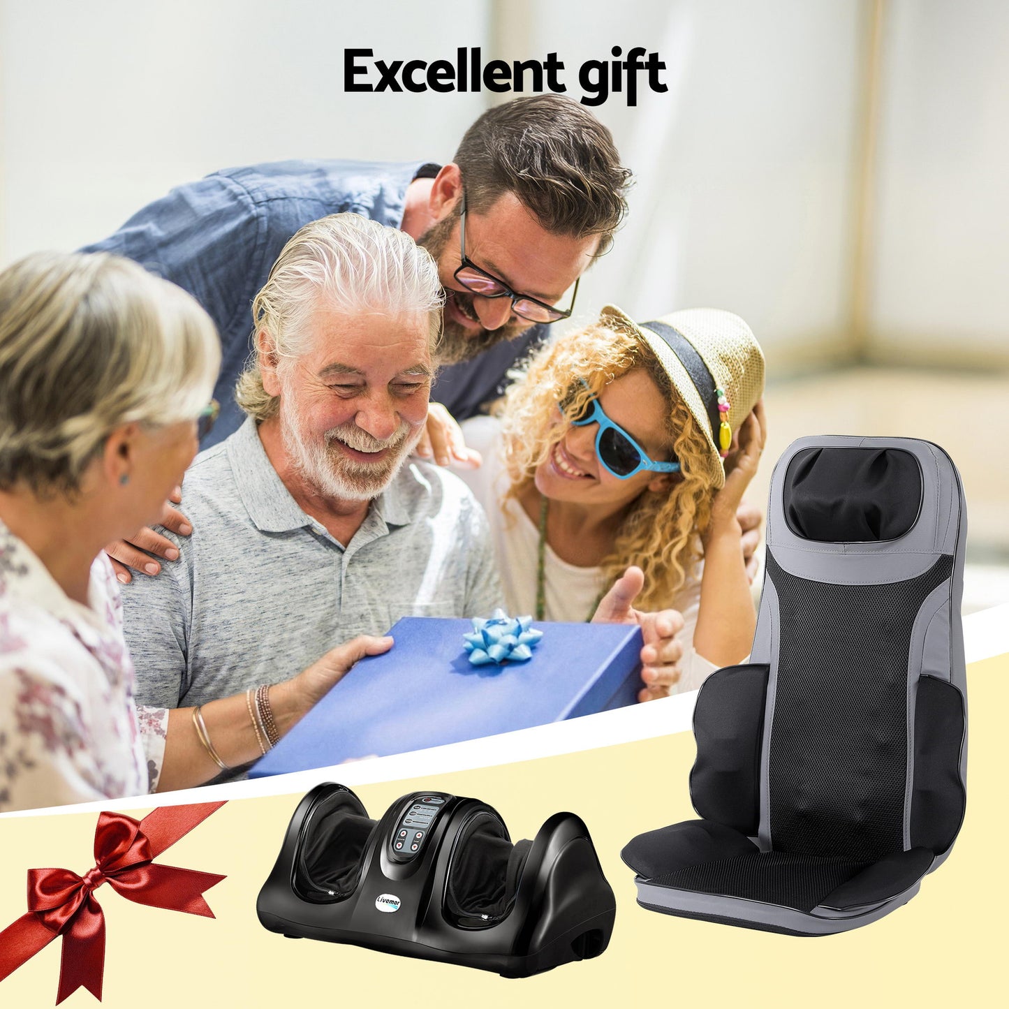 Livemor Full Back Massage Seat with Foot Massager