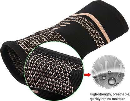 Wrist Brace | Wrist Support | Wrist Protector | Sports Brace Wrist | Copper Infused | Black | 1 Set | One Size
