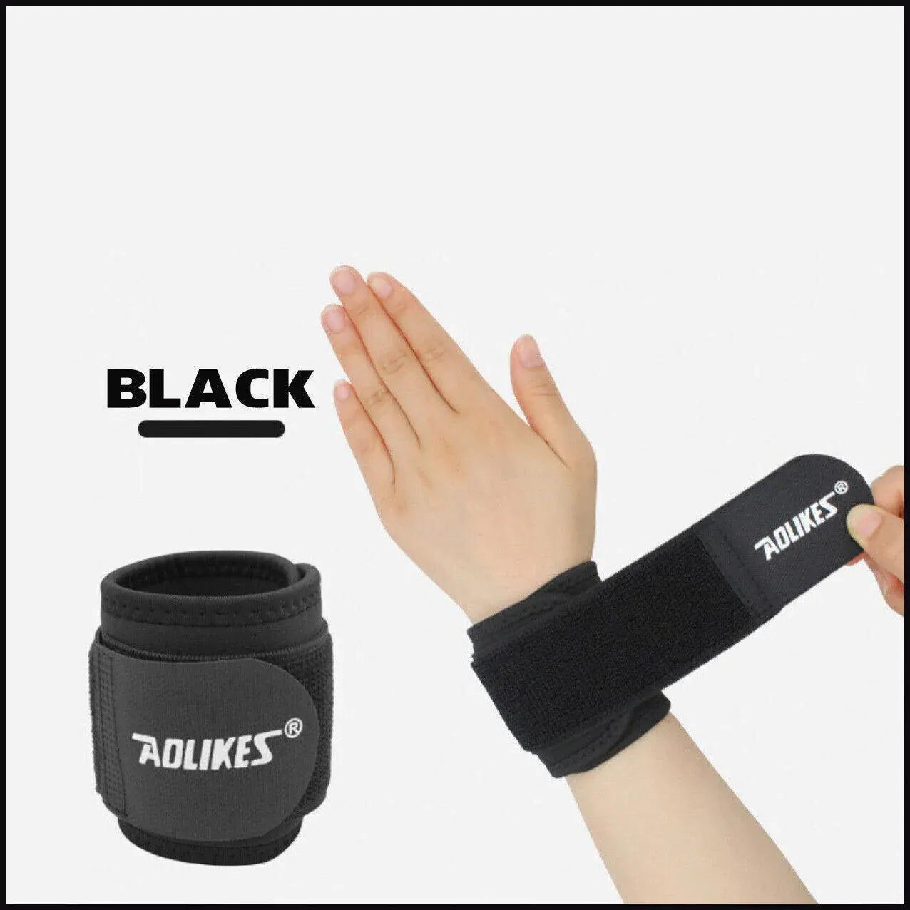 Aolikes Adjustable Sports Gym Wrist Support Brace Wrap Band Wristband Strap Au - Black