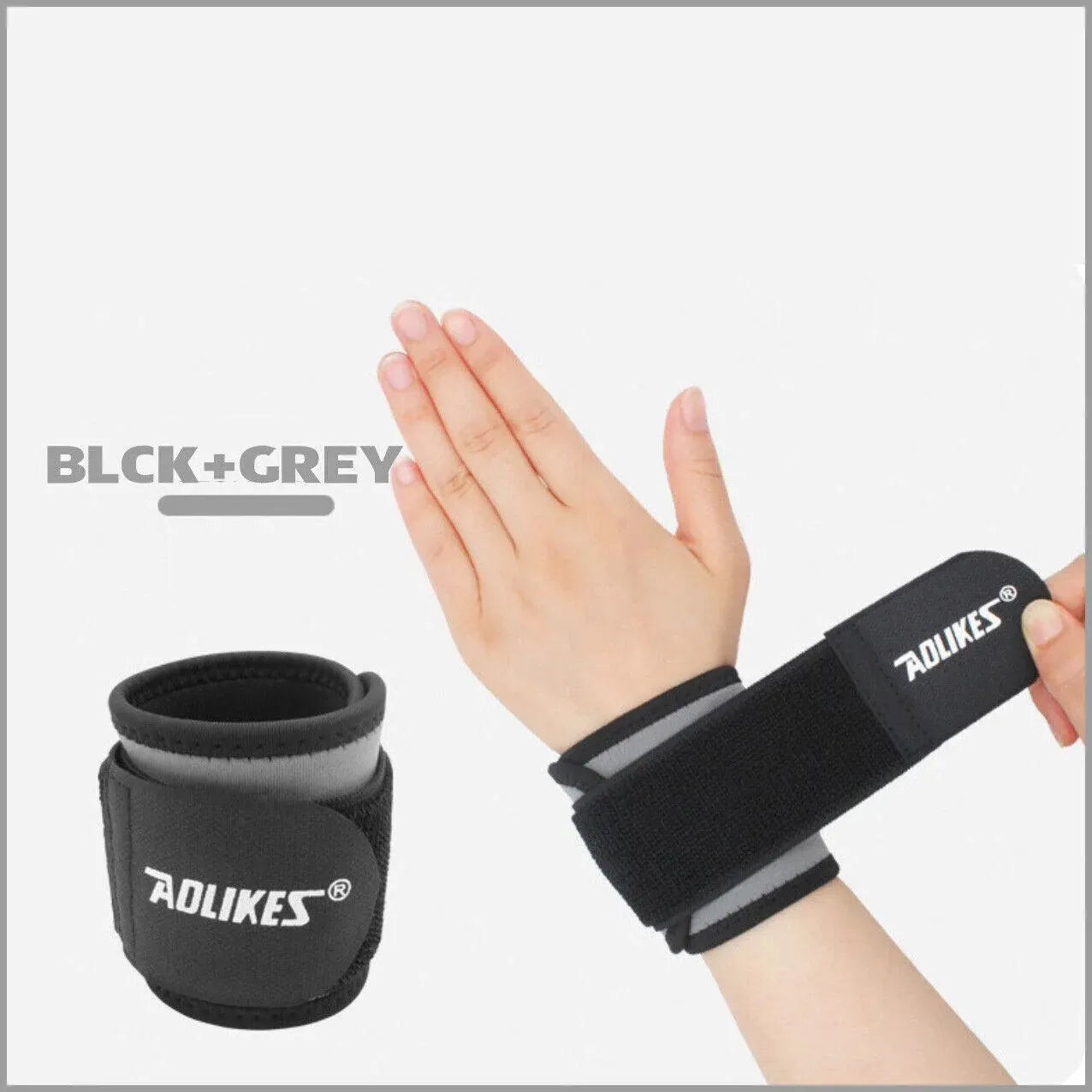 Aolikes Adjustable Sports Gym Wrist Support Brace Wrap Band Wristband Strap Au - Black