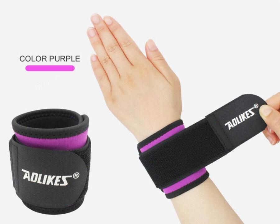 Aolikes Adjustable Sports Gym Wrist Support Brace Wrap Band Wristband Strap Au - Black